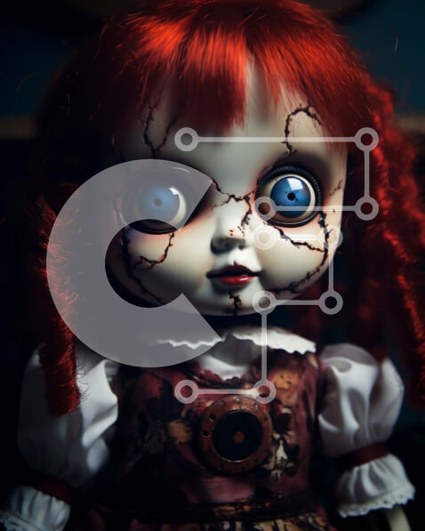 Intra Συλλεκτικό Ξύλινο Παζλ Plywood  4mm - Vintage κούκλα με κόκκινα μαλλιά και μπλε μάτια Σε Ξύλινο Κουτί - Διαστάσεις Puzzle: 10x10 cm – 25 κομμάτια