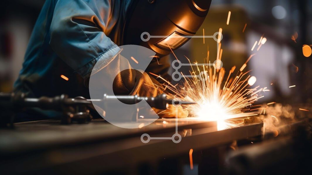 Intra Συλλεκτικό Ξύλινο Παζλ Plywood  4mm - Συγκολλητής που εργάζεται σε βιομηχανικό περιβάλλον με σπινθήρες να πετούν Σε Ξύλινο Κουτί - Διαστάσεις Puzzle: 10x10 cm – 25 κομμάτια