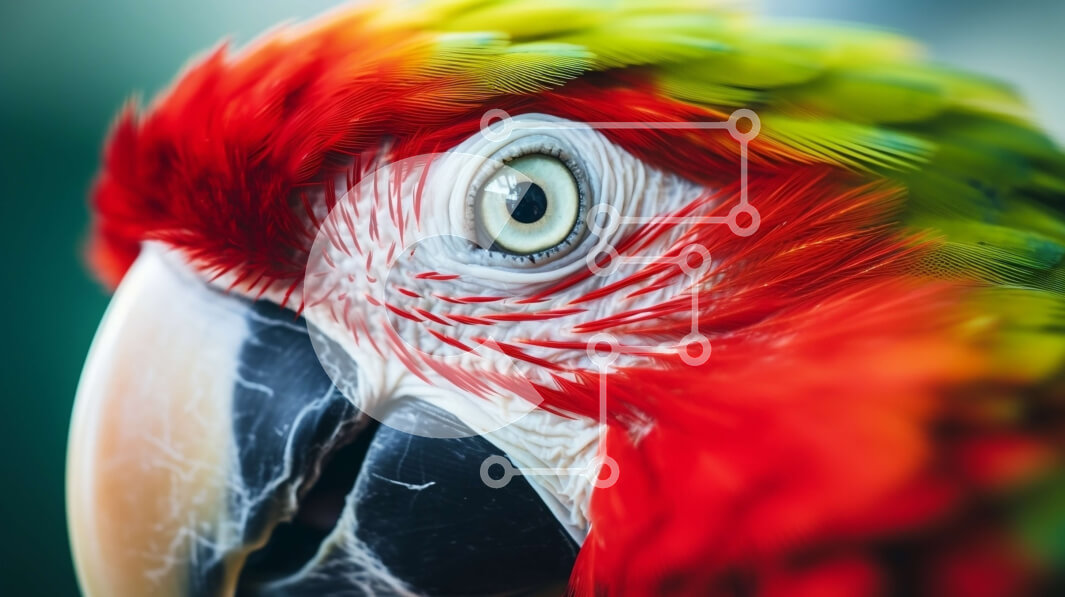 Σετ των 2 Intra Συλλεκτικό Ξύλινο Παζλ Plywood  4mm - Ζωηρόχρωμος παπαγάλος που κοιτάζει επίμονα την κάμερα Σε Ξύλινο Κουτί - Διαστάσεις: 10x10 cm – 25 κομμάτια