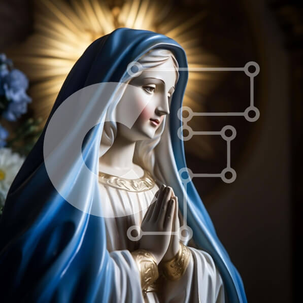 Intra Συλλεκτικό Ξύλινο Παζλ Plywood  4mm - Περίτεχνο άγαλμα της Παναγίας στην προσευχή Σε Ξύλινο Κουτί - Διαστάσεις Puzzle: 10x10 cm – 25 κομμάτια