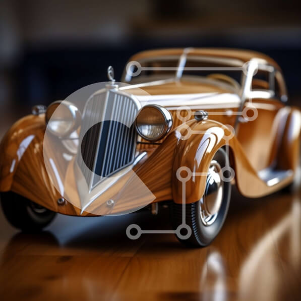 Intra Συλλεκτικό Ξύλινο Παζλ Plywood  4mm - Vintage αυτοκίνητο με ξύλινο σώμα και μεταλλικές πινελιές Σε Ξύλινο Κουτί - Διαστάσεις Puzzle: 10x10 cm – 25 κομμάτια