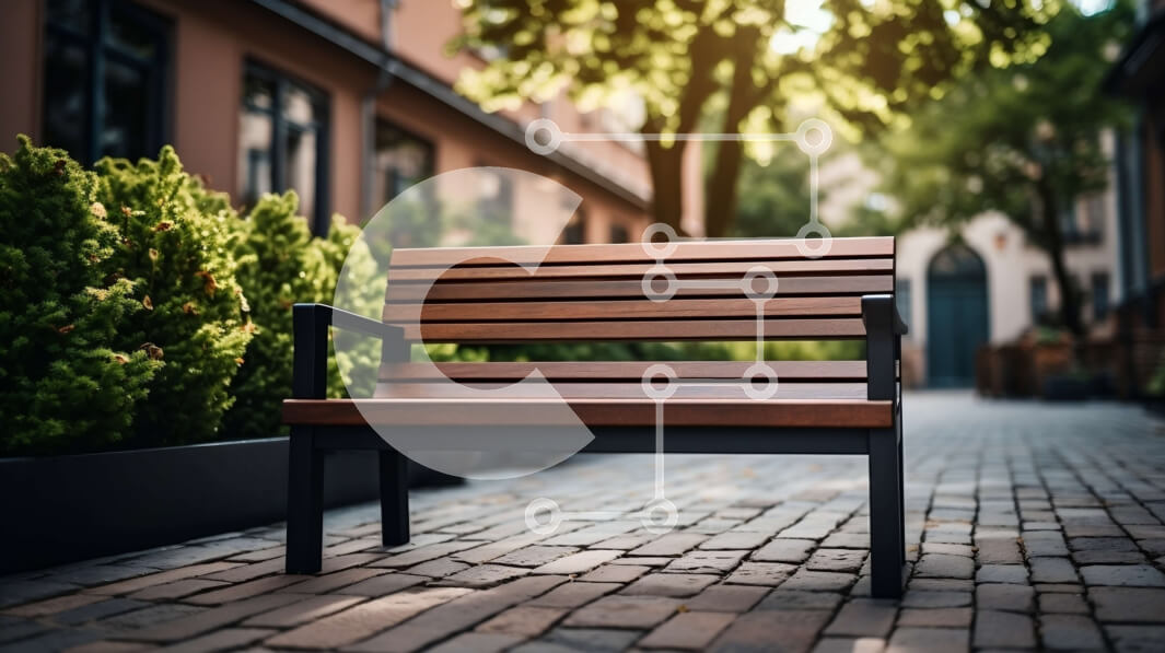 Intra Συλλεκτικό Ξύλινο Παζλ Plywood  4mm - Ξύλινος πάγκος σε μια λιθόστρωτη οδό Σε Ξύλινο Κουτί - Διαστάσεις Puzzle: 10x10 cm – 25 κομμάτια