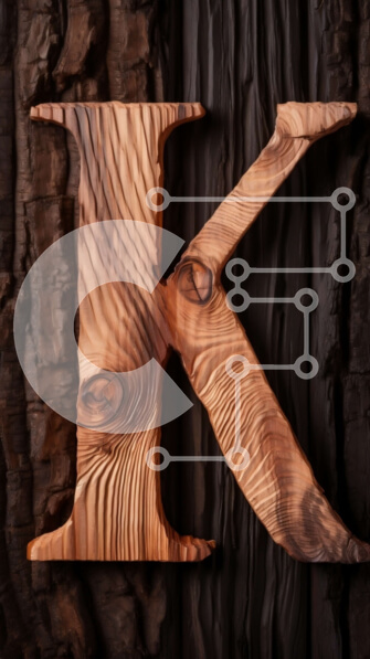 Σετ των 2 Intra Συλλεκτικό Ξύλινο Παζλ Plywood  4mm - Ανθεκτική και φυσική ομορφιά: Ξύλινο γράμμα «K» σκαλισμένο στον κορμό δέντρου Σε Ξύλινο Κουτί - Διαστάσεις: 10x10 cm – 25 κομμάτια