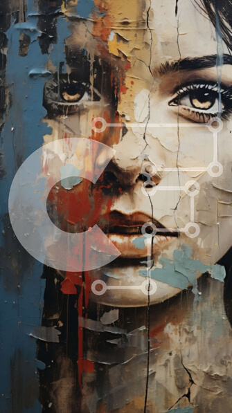 Intra Συλλεκτικό Ξύλινο Παζλ Plywood  4mm - Έργο τέχνης πορτραίτου μιας γυναίκας σε αποσύνθεση και φθορά Σε Ξύλινο Κουτί - Διαστάσεις Puzzle: 10x10 cm – 25 κομμάτια