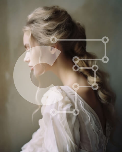 Intra Συλλεκτικό Ξύλινο Παζλ Plywood  4mm - Πορτρέτο μιας γυναίκας με σοβαρή έκφραση και μακριά ξανθά μαλλιά Σε Ξύλινο Κουτί - Διαστάσεις Puzzle: 10x10 cm – 25 κομμάτια