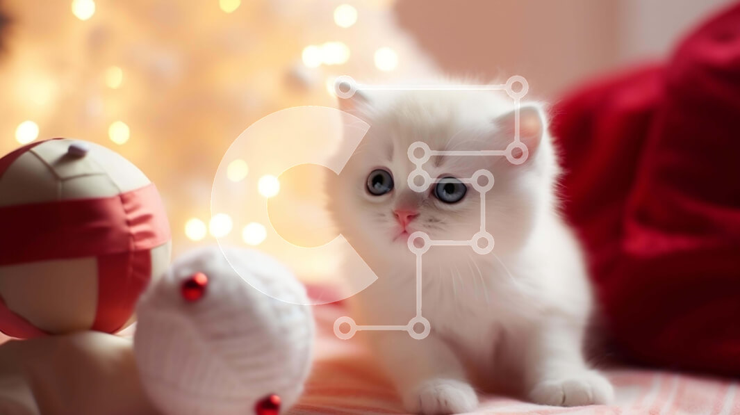 Σετ των 2 Intra Συλλεκτικό Ξύλινο Παζλ Plywood  4mm - Λευκό γατάκι που κάθεται στο κρεβάτι με λούτρινο ζώο Σε Ξύλινο Κουτί - Διαστάσεις: 10x10 cm – 25 κομμάτια