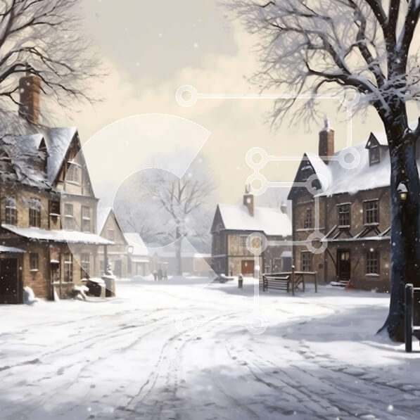 Intra Συλλεκτικό Ξύλινο Παζλ Plywood  4mm - Χιονισμένος δρόμος σε μια παλιά πόλη Σε Ξύλινο Κουτί - Διαστάσεις Puzzle: 10x10 cm – 25 κομμάτια