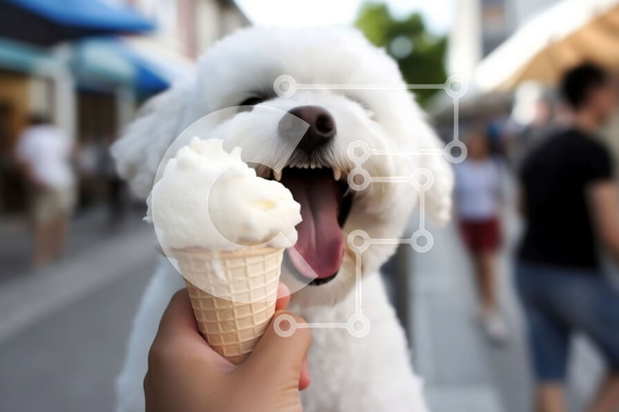 Intra Συλλεκτικό Ξύλινο Παζλ Plywood  4mm - Ευτυχισμένος άνθρωπος και σκύλος μοιράζονται παγωτό χωνάκι Σε Ξύλινο Κουτί - Διαστάσεις Puzzle: 10x10 cm – 25 κομμάτια