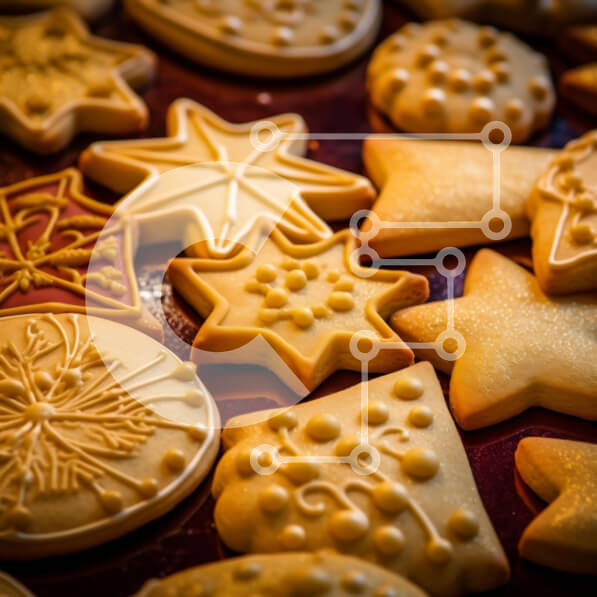 Σετ των 2 Intra Συλλεκτικό Ξύλινο Παζλ Plywood  4mm - Διάφορα διακοσμημένα μπισκότα σε δίσκο με διάφορα σχήματα και σχέδια Σε Ξύλινο Κουτί - Διαστάσεις: 10x10 cm – 25 κομμάτια