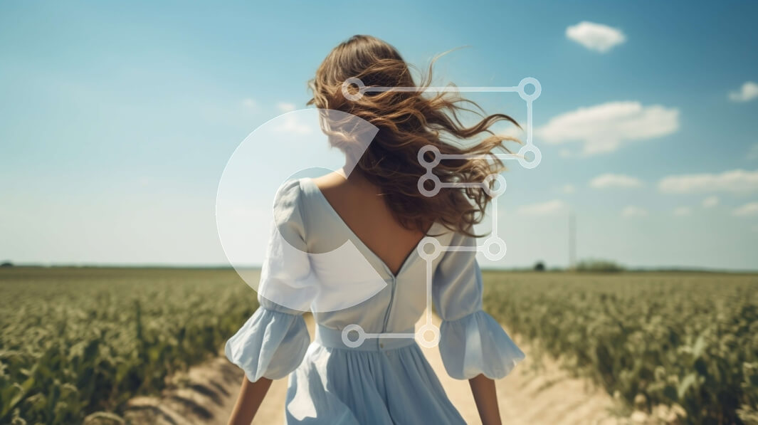 Intra Συλλεκτικό Ξύλινο Παζλ Plywood  4mm - Γυναίκα που περπατά σε ένα χωράφι με σιτάρι μια ηλιόλουστη μέρα Σε Ξύλινο Κουτί - Διαστάσεις: 10x10 cm – 25 κομμάτια