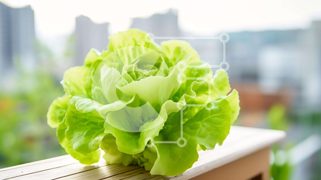 Intra Συλλεκτικό Ξύλινο Παζλ Plywood  4mm - Ενιαίο πράσινο μαρούλι σε ξύλινο κιγκλίδωμα Σε Ξύλινο Κουτί - Διαστάσεις: 10x10 cm – 25 κομμάτια