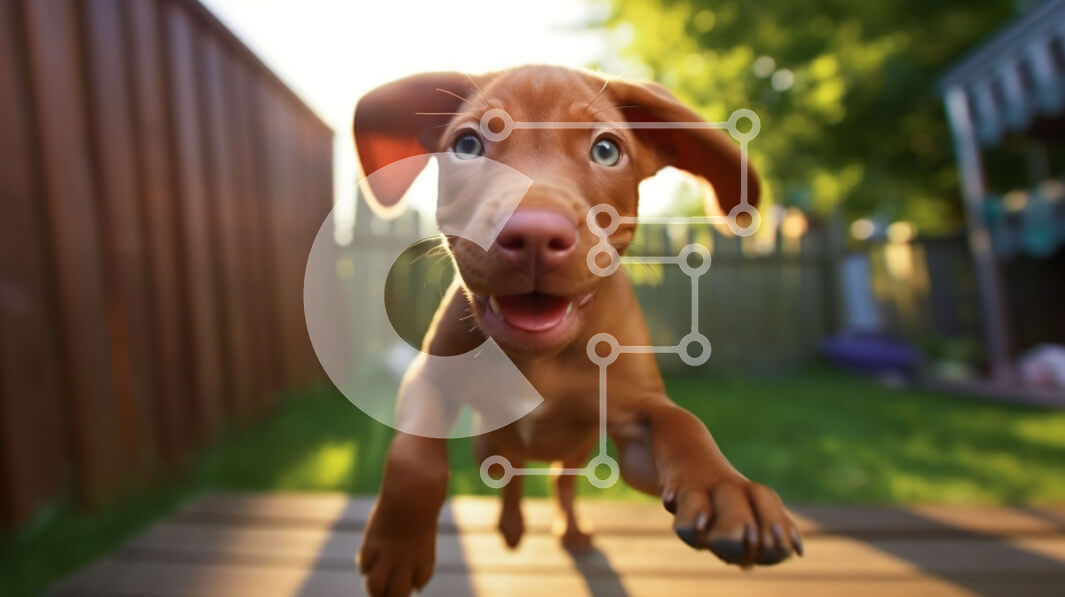 Σετ των 2 Intra Συλλεκτικό Ξύλινο Παζλ Plywood  4mm - Αξιολάτρευτη εικόνα ενός χαρούμενου καφέ σκύλου που τρέχει προς την κάμερα Σε Ξύλινο Κουτί - Διαστάσεις: 10x10 cm – 25 κομμάτια