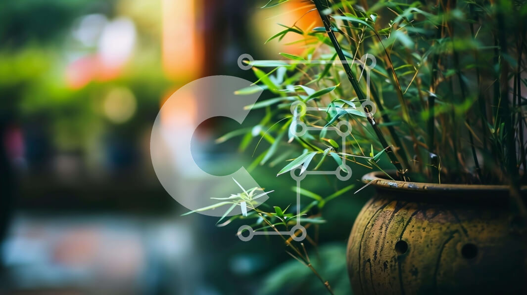 Intra Συλλεκτικό Ξύλινο Παζλ Plywood  4mm - Φυτό μπαμπού σε γλάστρα που αναπτύσσεται σε εσωτερικούς χώρους Σε Ξύλινο Κουτί - Διαστάσεις: 10x10 cm – 25 κομμάτια