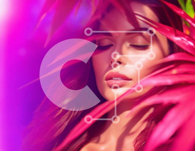 Intra Συλλεκτικό Ξύλινο Παζλ Plywood  4mm - Αισθησιακή ομορφιά: Γυναίκα με κλειστά μάτια και φύλλα φοίνικα Σε Ξύλινο Κουτί - Διαστάσεις Puzzle: 10x10 cm – 25 κομμάτια