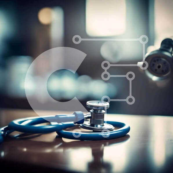 Intra Συλλεκτικό Ξύλινο Παζλ Plywood  4mm - Μπλε στηθοσκόπιο σε ξύλινο τραπέζι σε ιατρικό περιβάλλον Σε Ξύλινο Κουτί - Διαστάσεις Puzzle: 10x10 cm – 25 κομμάτια