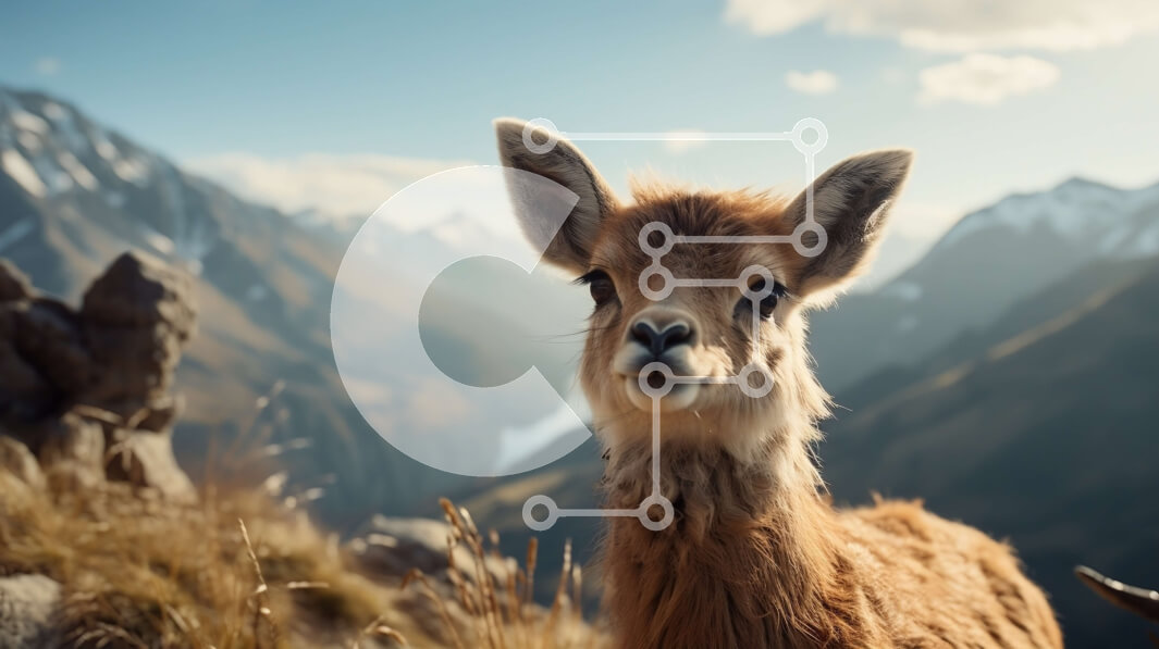 Intra Συλλεκτικό Ξύλινο Παζλ Plywood  4mm - Καφέ ζώο που στέκεται στη βραχώδη πλαγιά με τα βουνά και τα σύννεφα Σε Ξύλινο Κουτί - Διαστάσεις: 10x10 cm – 25 κομμάτια