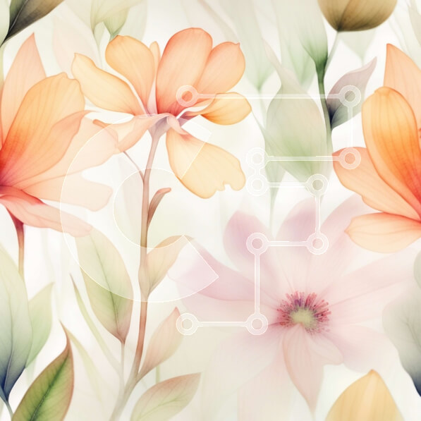 Intra Συλλεκτικό Ξύλινο Παζλ Plywood  4mm - Όμορφο λουλουδάτο μοτίβο ακουαρέλας σε λευκό φόντο Σε Ξύλινο Κουτί - Διαστάσεις Puzzle: 10x10 cm – 25 κομμάτια