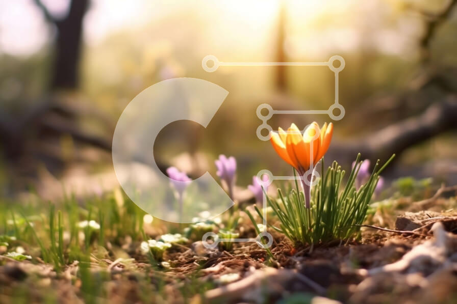 Intra Συλλεκτικό Ξύλινο Παζλ Plywood  4mm - Όμορφη εικόνα με πορτοκαλί κρόκους σε άνθιση Σε Ξύλινο Κουτί - Διαστάσεις: 10x10 cm – 25 κομμάτια