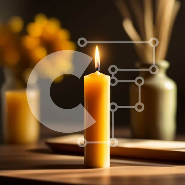 Intra Συλλεκτικό Ξύλινο Παζλ Plywood  4mm - Όμορφη κοντινή φωτογραφία ενός κίτρινου κεριού σε ένα ξύλινο τραπέζι Σε Ξύλινο Κουτί - Διαστάσεις Puzzle: 10x10 cm – 25 κομμάτια