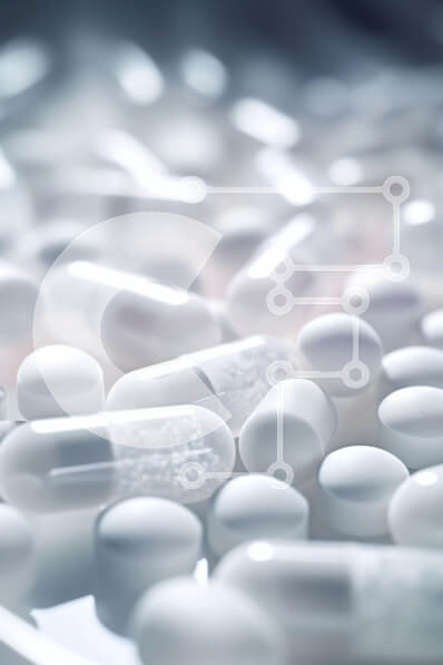 Intra Συλλεκτικό Ξύλινο Παζλ Plywood  4mm - Σωρός από λευκά χάπια και κάψουλες σε ένα τραπέζι Σε Ξύλινο Κουτί - Διαστάσεις Puzzle: 10x10 cm – 25 κομμάτια