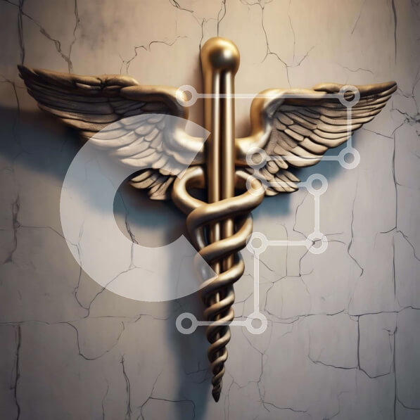 Intra Συλλεκτικό Ξύλινο Παζλ Plywood  4mm - Χρυσό Κηρύκειο σύμβολο για την ιατρική και την υγειονομική περίθαλψη Σε Ξύλινο Κουτί - Διαστάσεις Puzzle: 10x10 cm – 25 κομμάτια