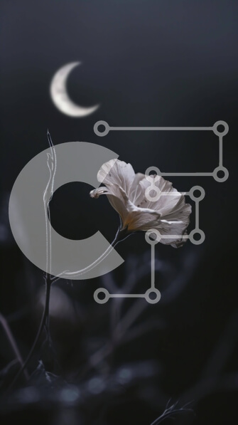 Σετ των 2 Intra Συλλεκτικό Ξύλινο Παζλ Plywood  4mm - Μονό λευκό λουλούδι με φόντο μισοφέγγαρο Σε Ξύλινο Κουτί - Διαστάσεις: 10x10 cm – 25 κομμάτια