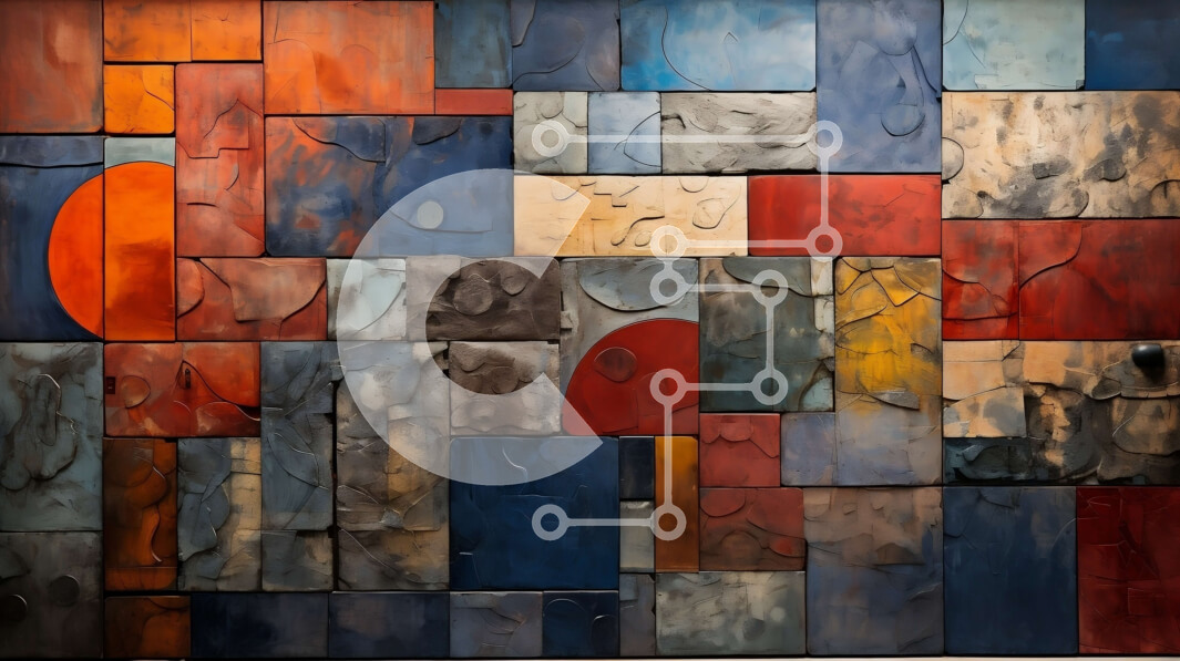 Intra Συλλεκτικό Ξύλινο Παζλ Plywood  4mm - Πολύχρωμο γεωμετρικό κολάζ φόντο Σε Ξύλινο Κουτί - Διαστάσεις Puzzle: 10x10 cm – 25 κομμάτια