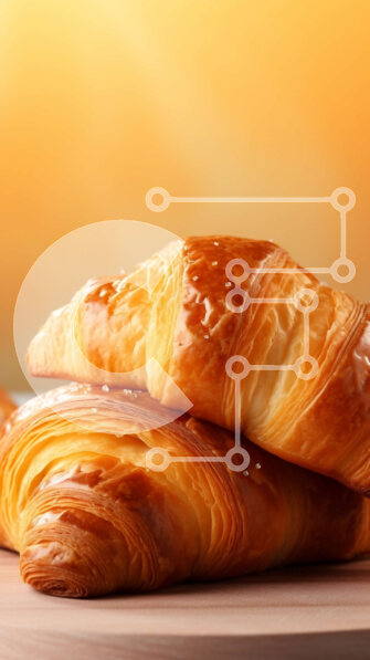 Intra Συλλεκτικό Ξύλινο Παζλ Plywood  4mm - Φρεσκοψημένα κρουασάν σε ξύλινο τραπέζι Σε Ξύλινο Κουτί - Διαστάσεις: 10x10 cm – 25 κομμάτια