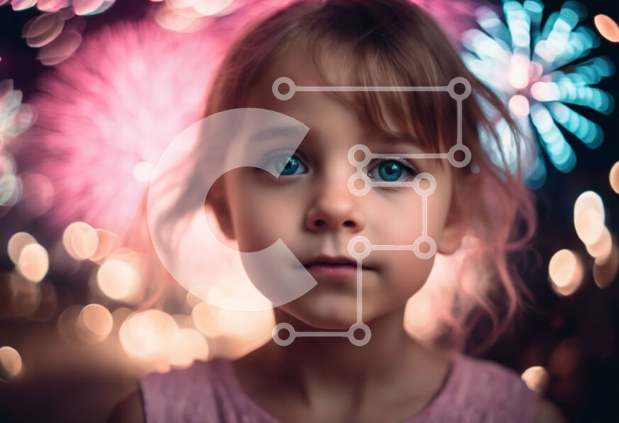 Intra Συλλεκτικό Ξύλινο Παζλ Plywood  4mm - Νεαρό κορίτσι που απολαμβάνει πολύχρωμα πυροτεχνήματα Σε Ξύλινο Κουτί - Διαστάσεις Puzzle: 10x10 cm – 25 κομμάτια