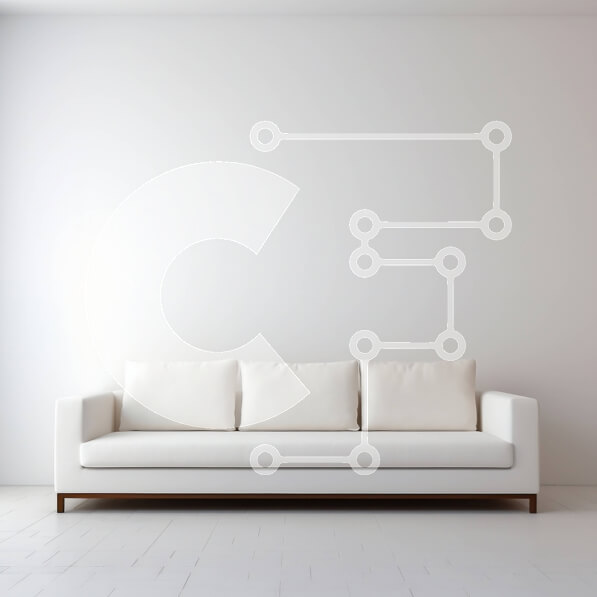 Intra Συλλεκτικό Ξύλινο Παζλ Plywood  4mm - Μινιμαλιστικός λευκός καναπές σε άδειο δωμάτιο Σε Ξύλινο Κουτί - Διαστάσεις Puzzle: 10x10 cm – 25 κομμάτια