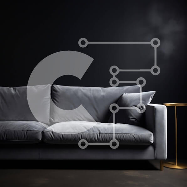 Intra Συλλεκτικό Ξύλινο Παζλ Plywood  4mm - Σκοτεινό δωμάτιο με γκρι καναπέ και πίνακα φωτιστικών Σε Ξύλινο Κουτί - Διαστάσεις Puzzle: 10x10 cm – 25 κομμάτια