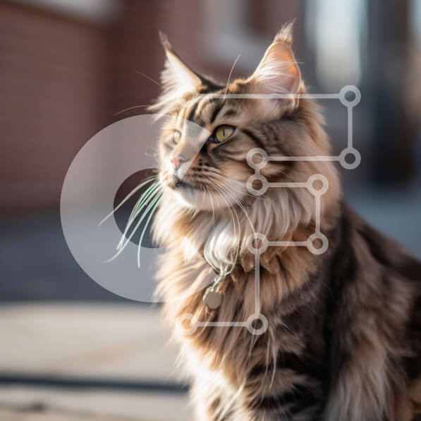 Intra Συλλεκτικό Ξύλινο Παζλ Plywood  4mm - Αξιολάτρευτη μακρυμάλλη γάτα που κάθεται στο πεζοδρόμιο με τα αυτιά ψηλά Σε Ξύλινο Κουτί - Διαστάσεις: 10x10 cm – 25 κομμάτια