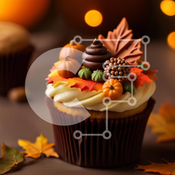 Σετ των 2 Intra Συλλεκτικό Ξύλινο Παζλ Plywood  4mm - Νόστιμο φθινοπωρινό Cupcake με καραμέλα και πασπαλίσματα σοκολάτας Σε Ξύλινο Κουτί - Διαστάσεις: 10x10 cm – 25 κομμάτια