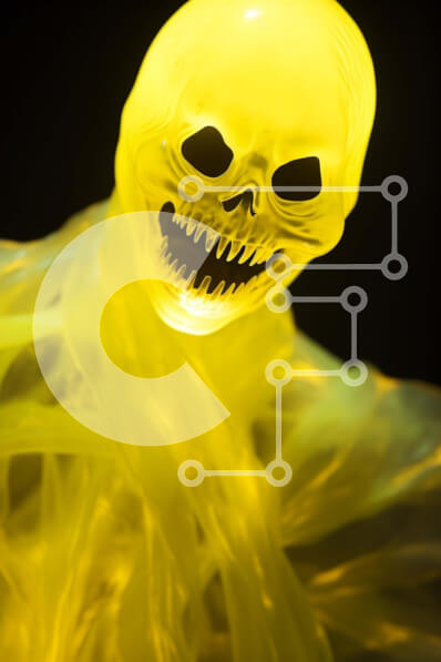 Intra Συλλεκτικό Ξύλινο Παζλ Plywood  4mm - Ανατριχιαστικό κρανίο αποκριών με μάσκα και κοστούμι Σε Ξύλινο Κουτί - Διαστάσεις Puzzle: 10x10 cm – 25 κομμάτια