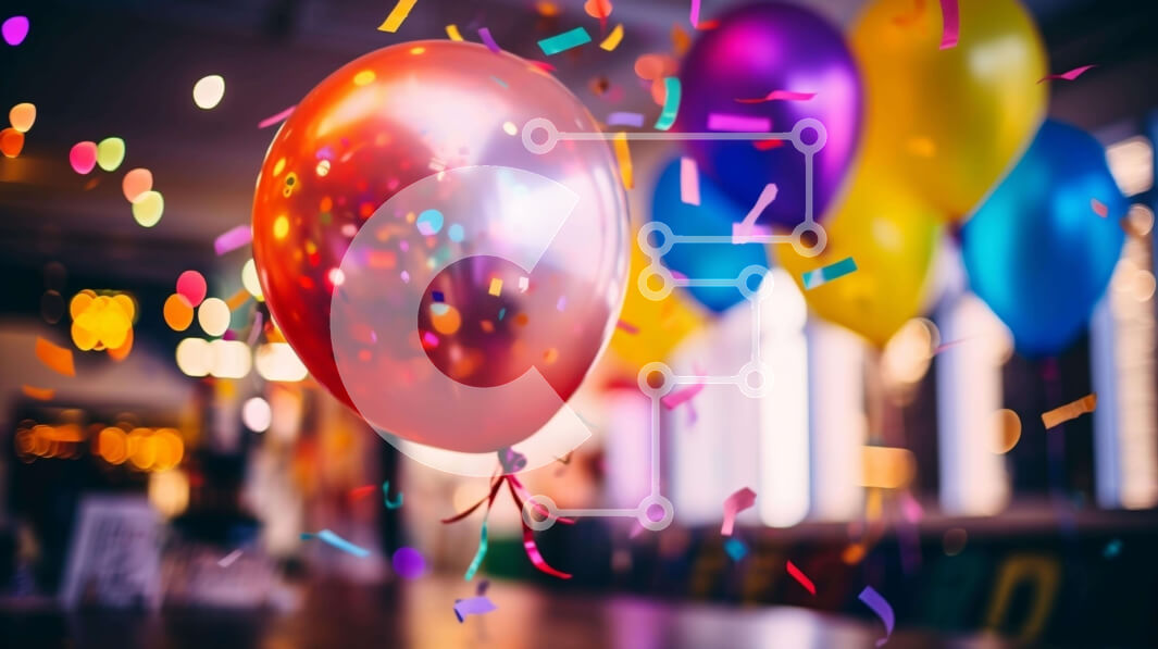 Intra Συλλεκτικό Ξύλινο Παζλ Plywood  4mm - Πολύχρωμα μπαλόνια που επιπλέουν στον αέρα με κομφετί Σε Ξύλινο Κουτί - Διαστάσεις Puzzle: 10x10 cm – 25 κομμάτια