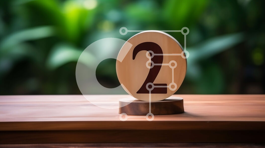 Intra Συλλεκτικό Ξύλινο Παζλ Plywood  4mm - Όμορφη εικόνα ενός ξύλινου αριθμού 2 με φυτά και μπλε ουρανό Σε Ξύλινο Κουτί - Διαστάσεις: 10x10 cm – 25 κομμάτια