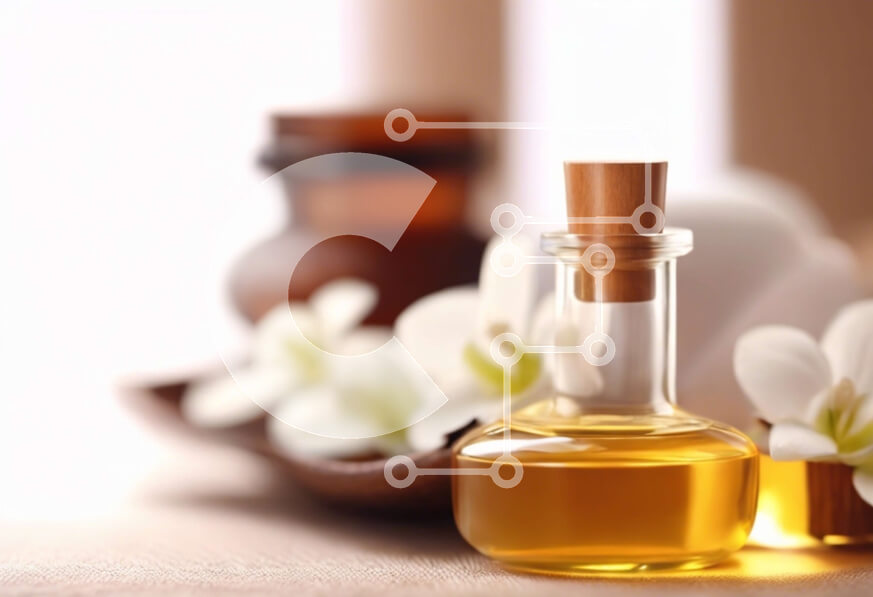 Intra Συλλεκτικό Ξύλινο Παζλ Plywood  4mm - Μπουκάλι αιθέριου ελαίου με αξεσουάρ μασάζ και σπα Σε Ξύλινο Κουτί - Διαστάσεις Puzzle: 10x10 cm – 25 κομμάτια