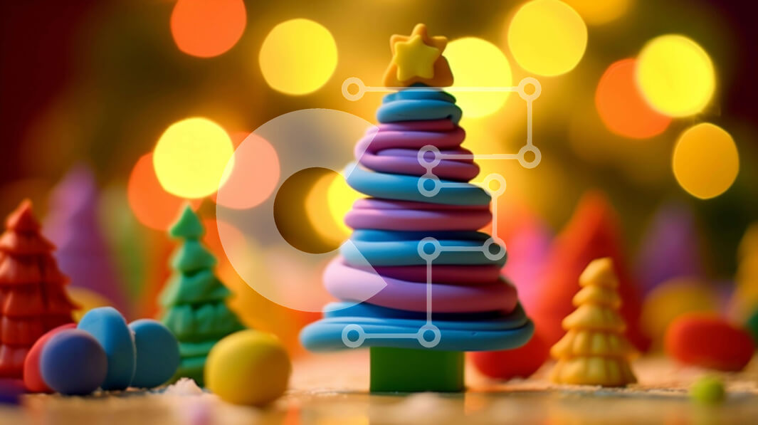 Intra Συλλεκτικό Ξύλινο Παζλ Plywood  4mm - Διακόσμηση χριστουγεννιάτικου δέντρου με πολύχρωμο παιχνίδι από πολυμερικό πηλό Σε Ξύλινο Κουτί - Διαστάσεις: 10x10 cm – 25 κομμάτια