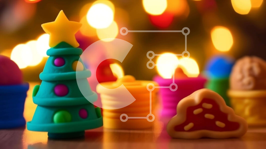 Intra Συλλεκτικό Ξύλινο Παζλ Plywood  4mm - Πολύχρωμα χριστουγεννιάτικα παιχνίδια σε φωτισμένο φόντο Σε Ξύλινο Κουτί - Διαστάσεις Puzzle: 10x10 cm – 25 κομμάτια