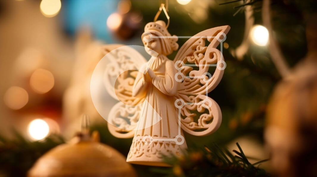 Intra Συλλεκτικό Ξύλινο Παζλ Plywood  4mm - Χριστουγεννιάτικο δέντρο στολίδι αγγέλου σε λευκό κεραμικό Σε Ξύλινο Κουτί - Διαστάσεις: 10x10 cm – 25 κομμάτια