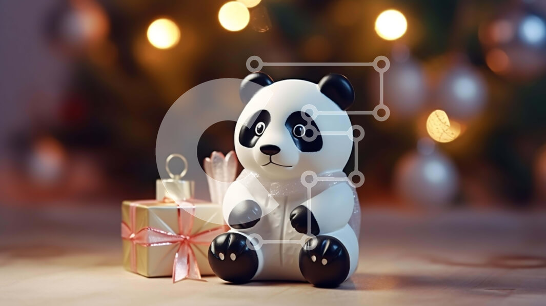 Σετ των 2 Intra Συλλεκτικό Ξύλινο Παζλ Plywood  4mm - Ασπρόμαυρο ειδώλιο αρκούδας panda με κουτί δώρου Σε Ξύλινο Κουτί - Διαστάσεις: 10x10 cm – 25 κομμάτια