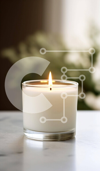 Intra Συλλεκτικό Ξύλινο Παζλ Plywood  4mm - Μονό αναμμένο κερί στο τραπέζι με φυτά Σε Ξύλινο Κουτί - Διαστάσεις Puzzle: 10x10 cm – 25 κομμάτια