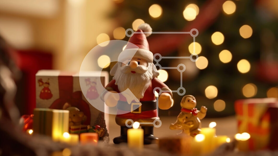 Intra Συλλεκτικό Ξύλινο Παζλ Plywood  4mm - Ομάδα ειδώλων Άγιου Βασίλη με δώρα και διακοσμήσεις Σε Ξύλινο Κουτί - Διαστάσεις: 10x10 cm – 25 κομμάτια