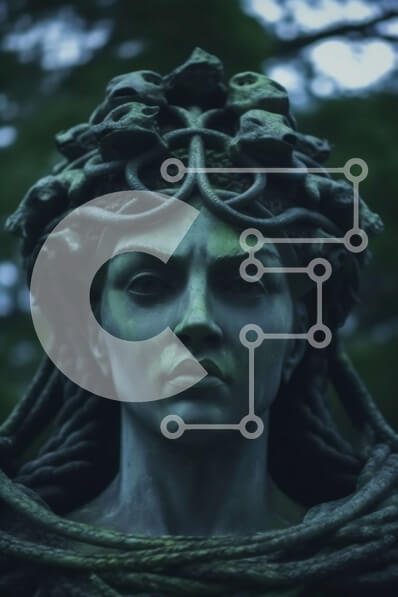 Intra Συλλεκτικό Ξύλινο Παζλ Plywood  4mm - Πέτρινο άγαλμα γυναίκας στο ξέφωτο με το φίδι και τα αμπέλια Σε Ξύλινο Κουτί - Διαστάσεις Puzzle: 10x10 cm – 25 κομμάτια