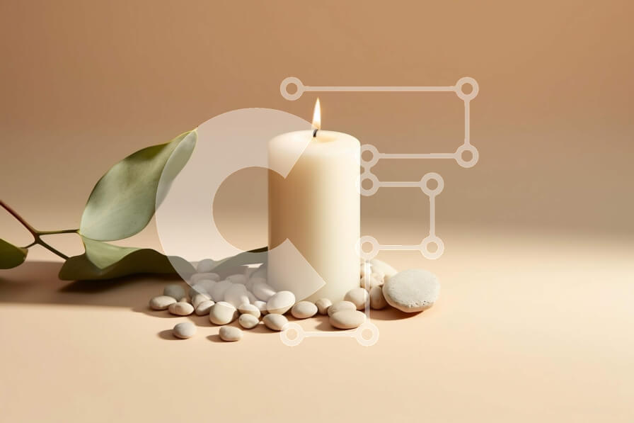 Intra Συλλεκτικό Ξύλινο Παζλ Plywood  4mm - Όμορφη και γαλήνια εικόνα ενός λευκού κεριού και βότσαλων Σε Ξύλινο Κουτί - Διαστάσεις: 10x10 cm – 25 κομμάτια