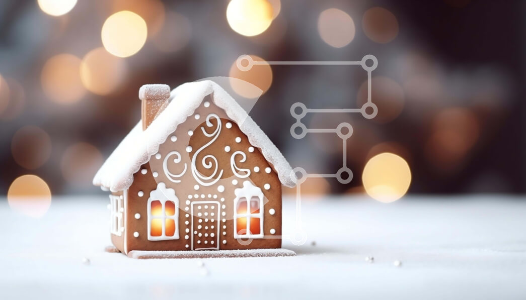 Intra Συλλεκτικό Ξύλινο Παζλ Plywood  4mm - Στολίδι με μελόψωμο σπιτιού για εορταστική διακόσμηση Σε Ξύλινο Κουτί - Διαστάσεις: 10x10 cm – 25 κομμάτια