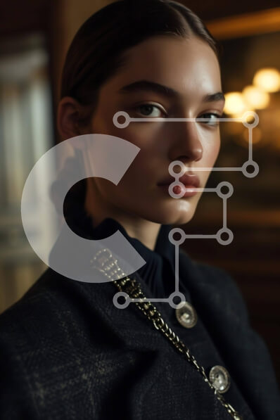 Intra Συλλεκτικό Ξύλινο Παζλ Plywood  4mm - Νεαρή γυναίκα με κομψό μαύρο παλτό ποζάρει στην κάμερα Σε Ξύλινο Κουτί - Διαστάσεις Puzzle: 10x10 cm – 25 κομμάτια