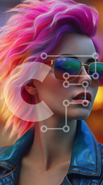 Intra Συλλεκτικό Ξύλινο Παζλ Plywood  4mm - Μοντέρνα γυναίκα μπροστά από το φωτεινό αστικό τοπίο Σε Ξύλινο Κουτί - Διαστάσεις Puzzle: 10x10 cm – 25 κομμάτια