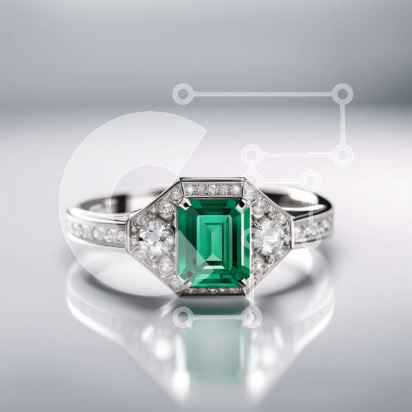 Σετ των 2 Intra Συλλεκτικό Ξύλινο Παζλ Plywood  4mm - Εκπληκτικό δαχτυλίδι από σμαράγδι και διαμάντια σε καθαρό λευκό φόντο Σε Ξύλινο Κουτί - Διαστάσεις: 10x10 cm – 25 κομμάτια