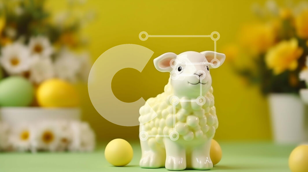 Intra Συλλεκτικό Ξύλινο Παζλ Plywood  4mm - Πασχαλινή γιορτή με ειδώλιο προβάτου και κίτρινα αυγά Σε Ξύλινο Κουτί - Διαστάσεις: 10x10 cm – 25 κομμάτια